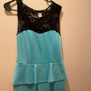 Teal floral laced dress